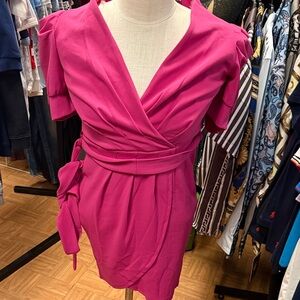 Elegant Pink Wrap Dress